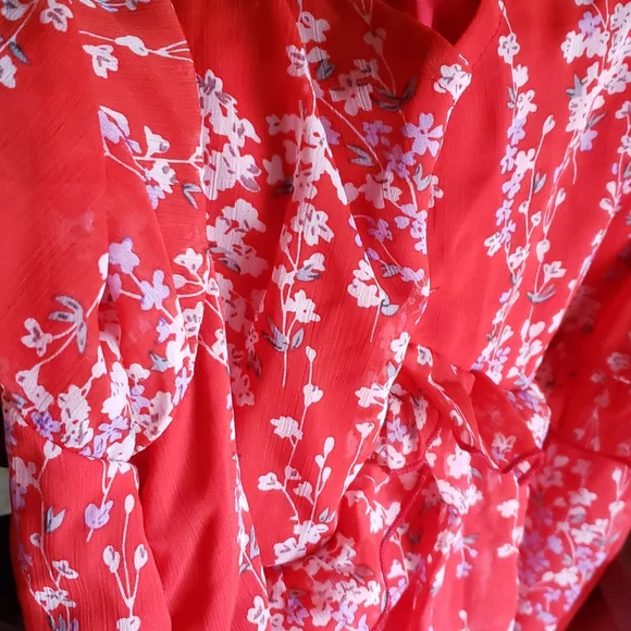 Women’s Summer Dress Ruffle V Neck Tunic Dress Floral Casual Loose flowy dress - Picture 9 of 11